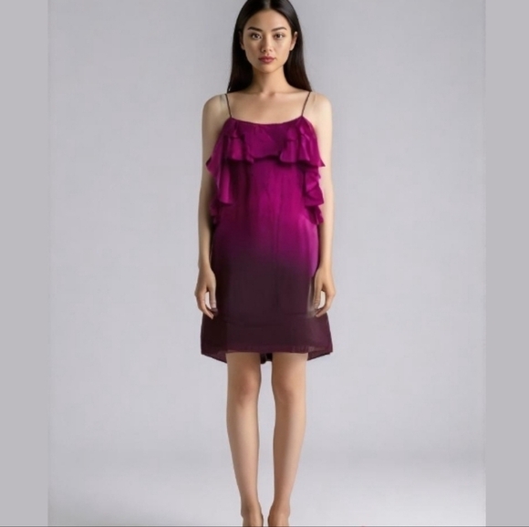Rebecca Taylor Dresses & Skirts - Rebecca Taylor Silk Purple Ombre Spaghetti Straps Mini Dress - Size 8